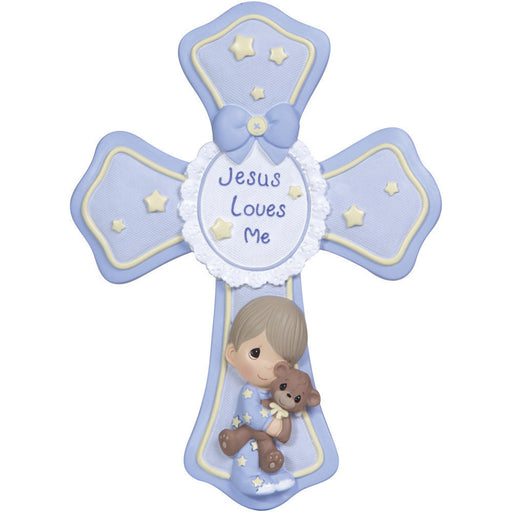 Jesus Loves Me Resin Cross With Stand Boy Figurine