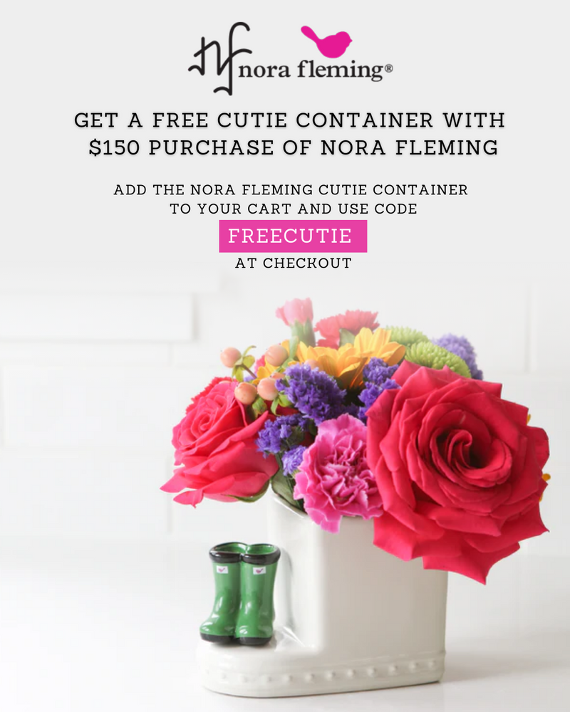 Nora Fleming - Get a Free Cutie Container with  $150 purchase of Nora Fleming. Add the Nora Fleming Cutie Container to your cart and use code FREECUTIE at checkout 