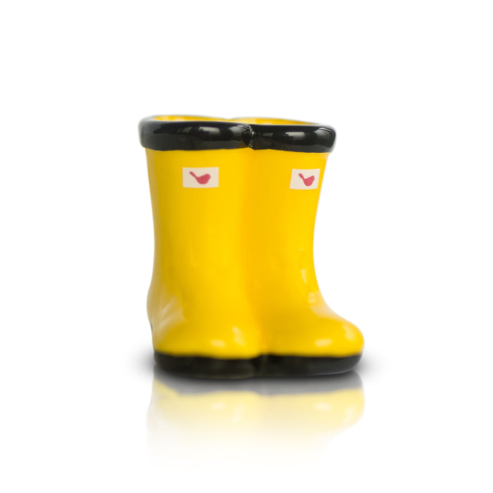 Nora Fleming Limited Edition jumpin' puddles Yellow Galoshes Mini - Retired Style