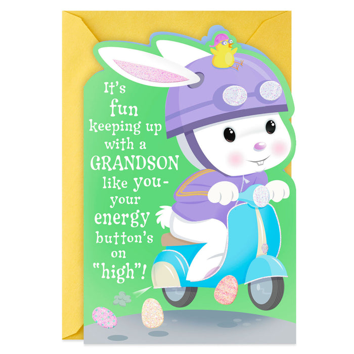 Lovable Guy Bunny on Scooter Easter Card for Grandson