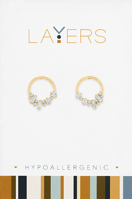 Crystal Cluster Earrings in Gold