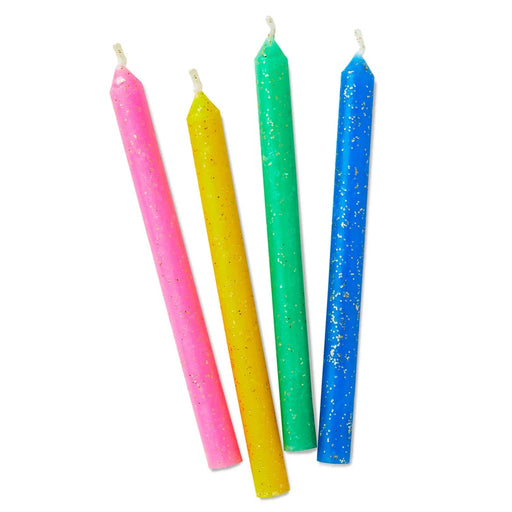 Assorted Color Glitter Birthday Candles, Set of 16