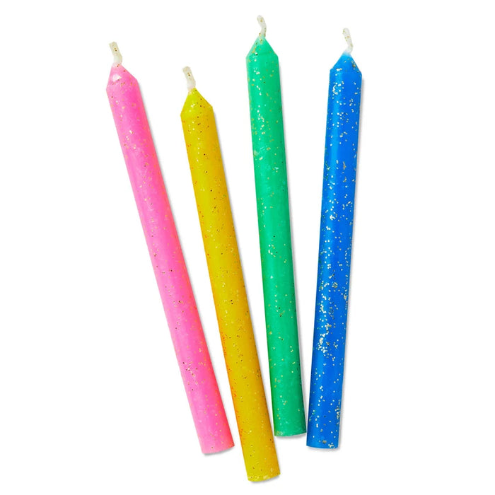 Assorted Color Glitter Birthday Candles, Set of 16