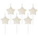 White Star-Shaped With Glitter Birthday Candles, Set of 6