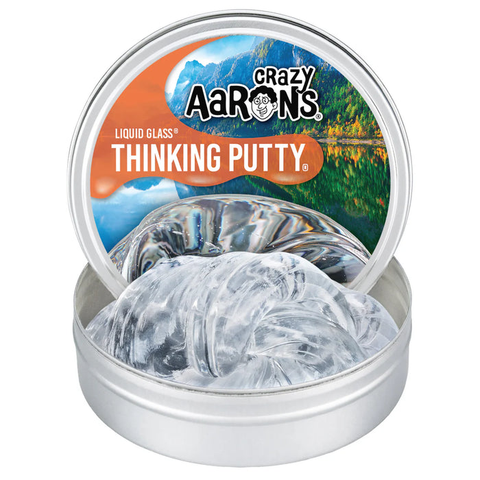 Crazy Aaron's Thinking Putty in a tin with liquid glass finish