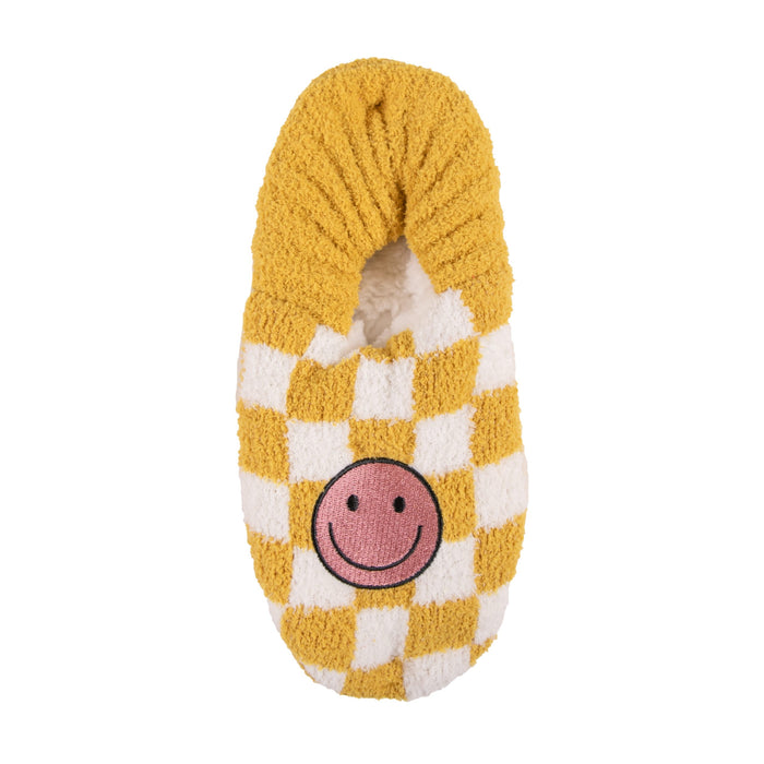 Simply Southern Soft & Cozy Yellow & Pink Smile Slipper Socks