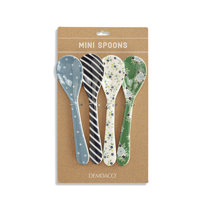 Blue Tones Bamboo Melamine Spoons Set of 4