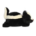 Black and white plush toy resembling a skunk on a white background