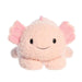 Plush pink Axolotl toy on a white background