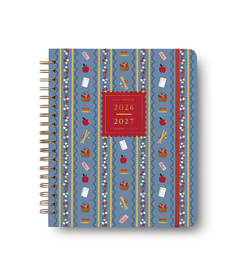 2026-2027 planner with colorful striped design on a white background