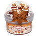 Brown Sugar Boba Bear Slime in a clear container with a decorative bow on a white background
