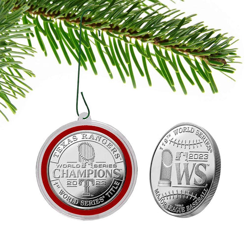 Texas Rangers 2023 World Series Champions Silver Coin Ornament