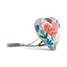 A heart-shaped wooden keepsake box with a colorful floral pattern and a pink heart that reads 'one loved mom' in black script. It has a silver tassel and clasp, photographed on a clean white background.