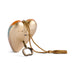 A heart-shaped gold metal bottle opener with a decorative tassel and rope handle, shown on a clean white background.
