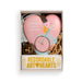 A heart-shaped pink keepsake box presented in its gift box packaging, featuring a bicycle illustration, a tassel, a small round mirror, and a heart-shaped locket. The box is labeled 'Daughter, enjoy the ride' and the outer packaging reads 'RECORDABLE ART HEARTS'.