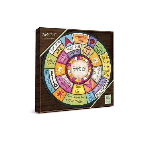 Colorful board game box with text and symbols on a white background