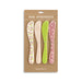 Set of four mini spreaders with floral patterns on a Demdaco branded packaging.