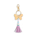 Butterfly keychain with tassel on a white background