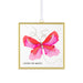 Framed artwork with a pink butterfly and 'LOVED SO MUCH' text on a white background