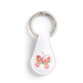 White keychain with a butterfly design on a white background