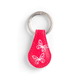 Pink keychain with butterfly designs on a white background