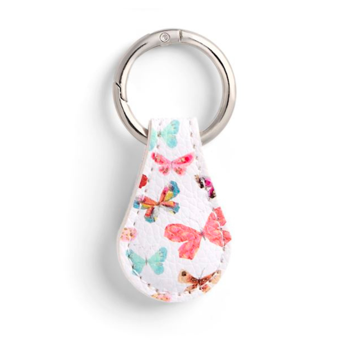 Floral teardrop keychain on a white background