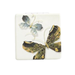 Butterfly-shaped soap with green and gold design on a white background