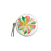 Round mirror with floral design on a white background