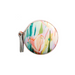 Round compact mirror with colorful floral design on a white background