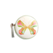 Round pendant with a colorful butterfly design on a white background