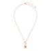 Gold necklace with a floral pendant on a white background