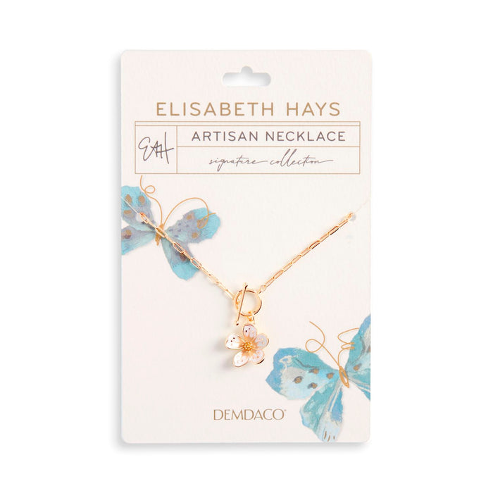 Elisabeth Hays necklace with butterfly design on packaging