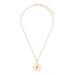 Gold necklace with a floral pendant on a white background