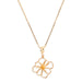 Gold necklace with a floral pendant on a white background