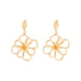 Gold flower-shaped earrings on a white background