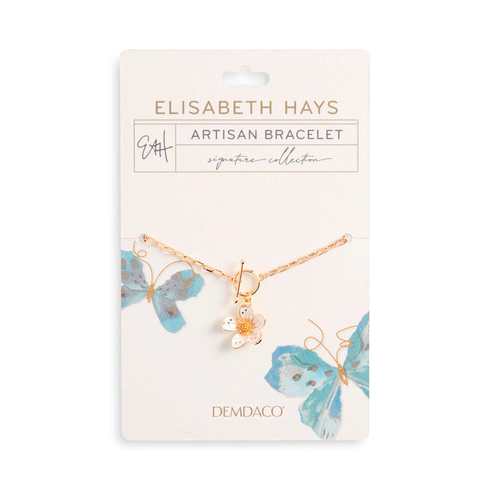 Elisabeth Hays bracelet with butterfly and flower design on packaging