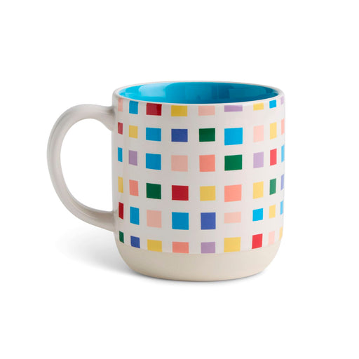 Colorful checkered mug with a white background