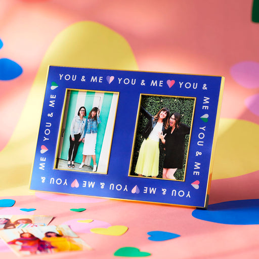 Two-person photo frame with 'You & Me' text on a colorful background