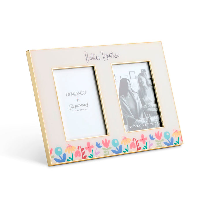 Double photo frame with floral design and 'Better Together' text on a white background