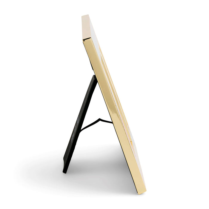 Gold-framed mirror on a white background