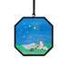Decorative hanging with cartoon characters under a starry sky