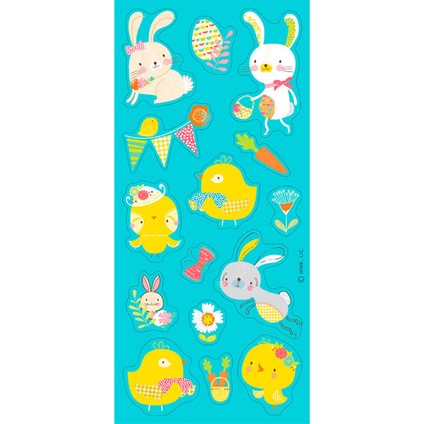 Animals on Blue Easter Stickers