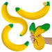 Plush banana toys with a hand holding one, on a white background
