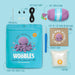 Crochet kit for beginners with all necessary materials on a light blue background