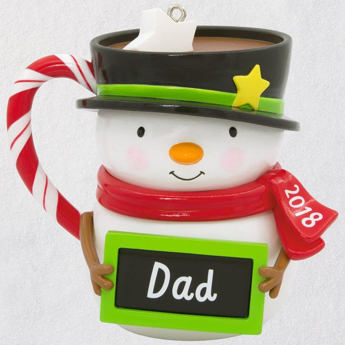 Dated 2018 Dad Snowman Mug Ornament