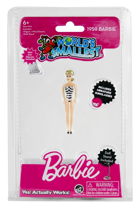 World's Smallest Barbie packaging with pink and white design