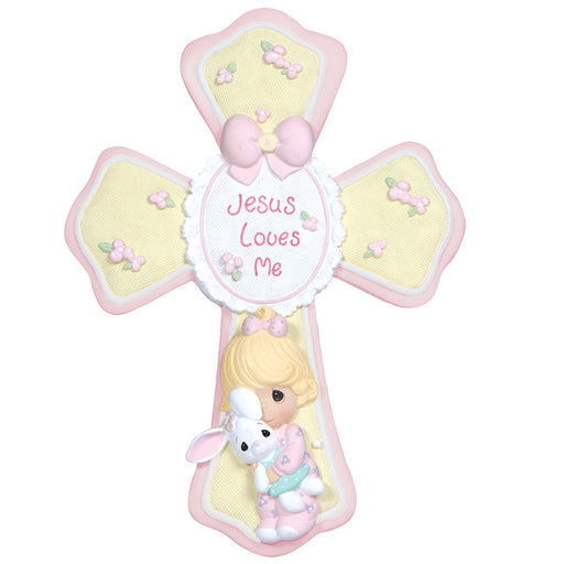 Jesus Loves Me Resin Cross With Stand Girl Figurine