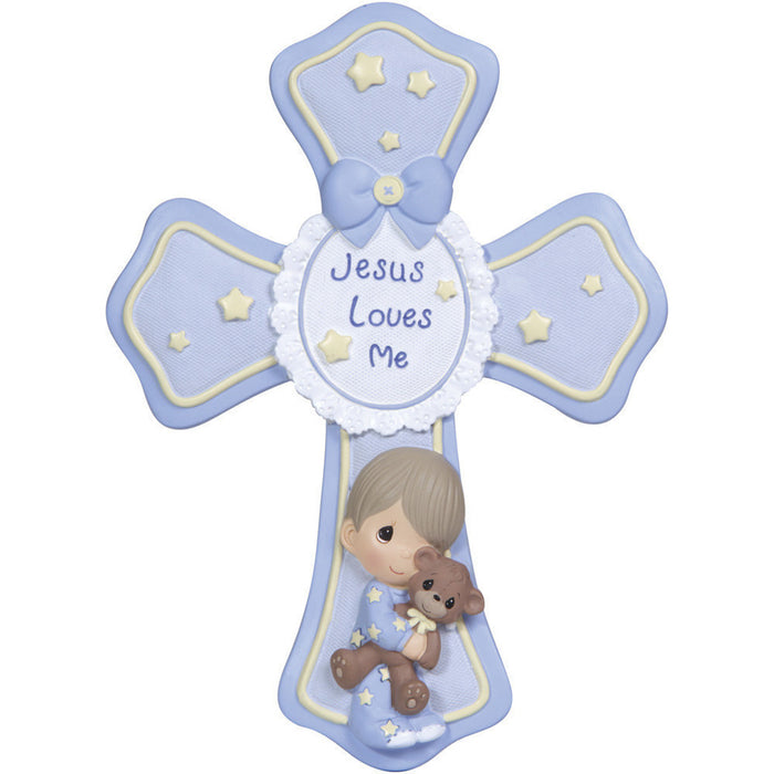 Jesus Loves Me Resin Cross With Stand Boy Figurine
