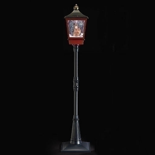 Lighted Musical Snowing Tower Lantern with Rotating Santa