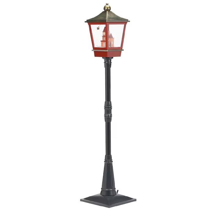 Lighted Musical Snowing Tower Lantern with Rotating Santa